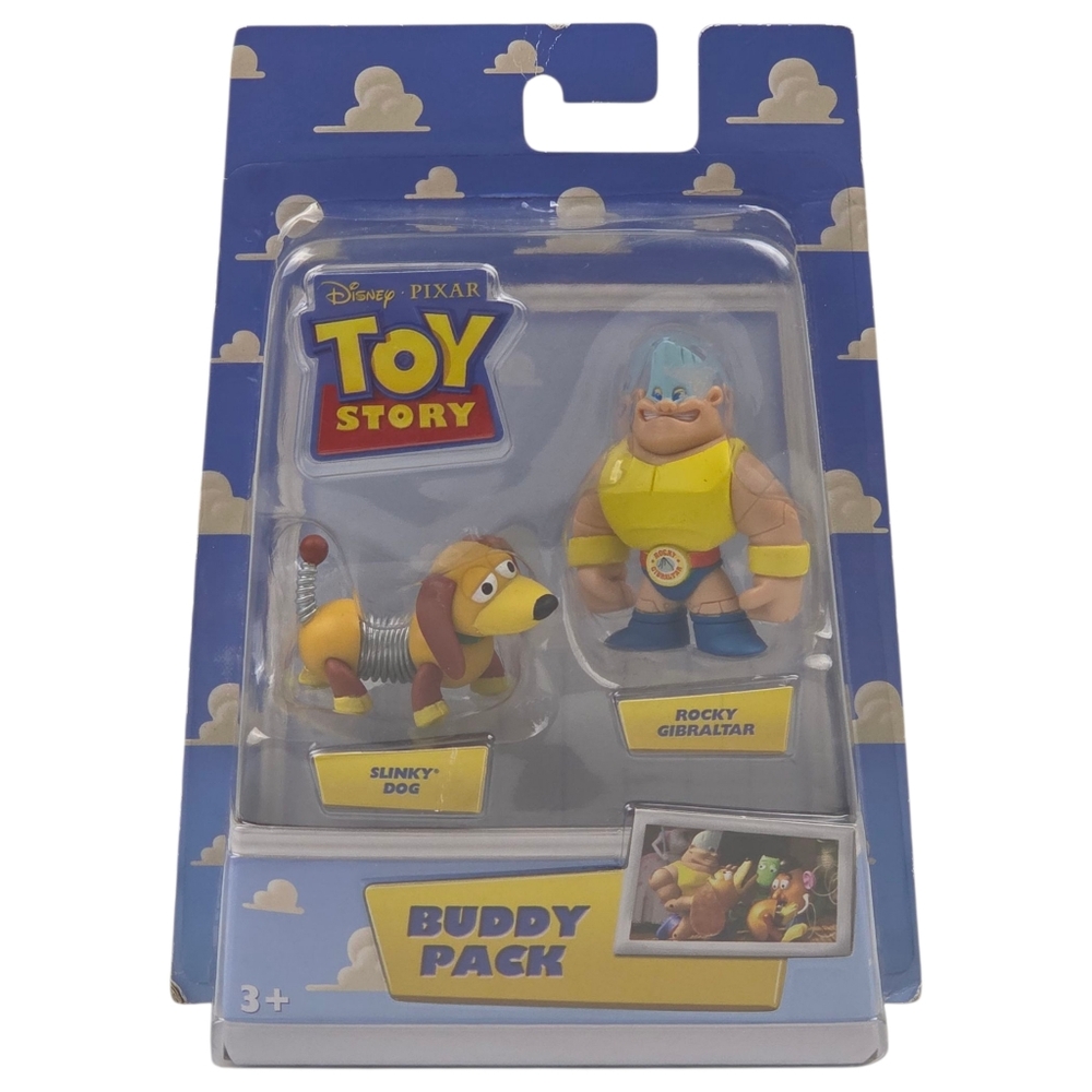 Toy Story Buddy Pack ROCKY GIBRALTAR 2" & SLINKY DOG 1.5" Rare Pixar Mattel 2009